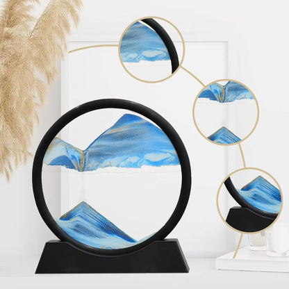 3D Moving Sand Art Picture round Glass Deep Sea Sandscape Hourglass Quicksand Craft