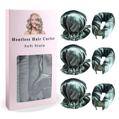 3Pc Satin Heatless Curling Rod with Hair Caps, Soft Overnight Curling Hairstyling Tools