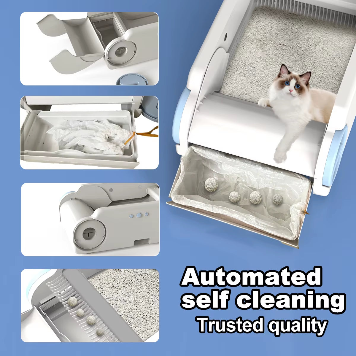 Open Smart Cat Litter Box Automatic Self Cleaning,Remote Control via App