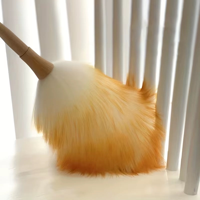 Premium Wool Dust Collector Brush - Ergonomic Wooden Handle- Perf