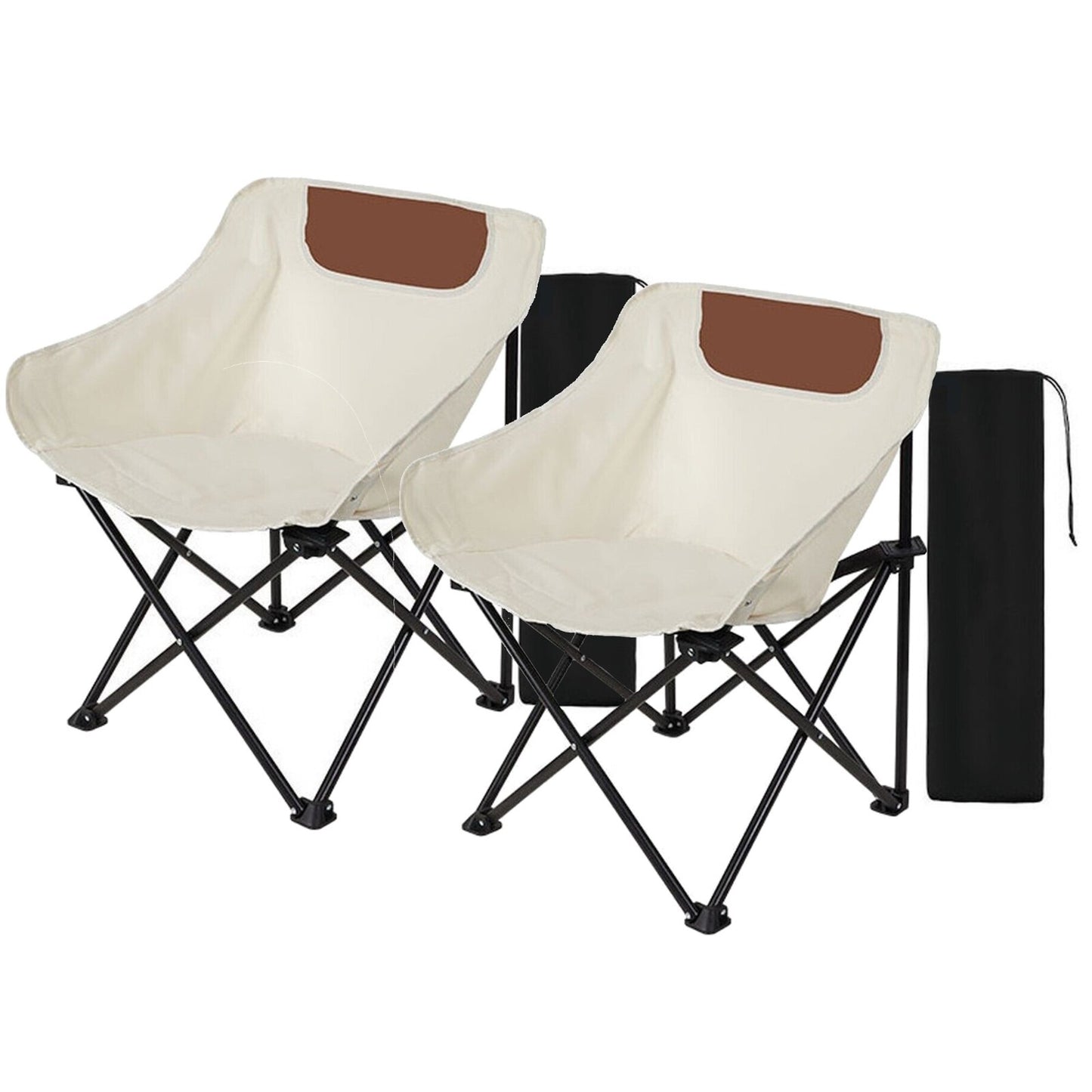 Canvas Camping Chairs 2PC Lightweight Folding Chairs - Pockets & Carry Bag